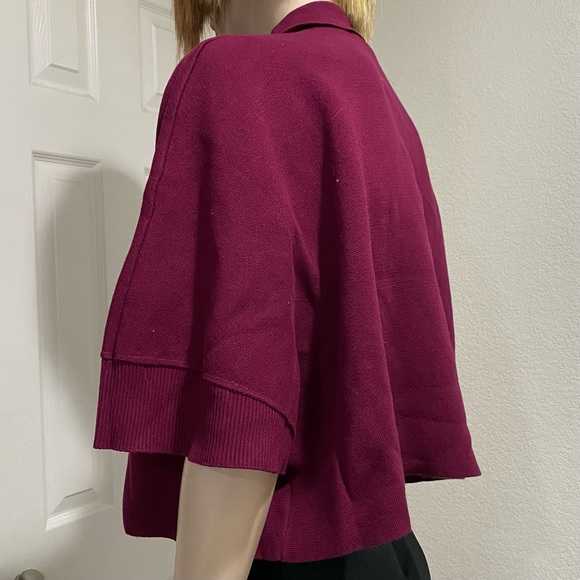 FLAT WHITE by Anthropologie Plum/Prune Button Down Cropped Knit Top Size L - Picture 3 of 12